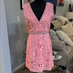Alice + Olivia Pink Lace Floral V-Neck Dress | Size 6- like new condition